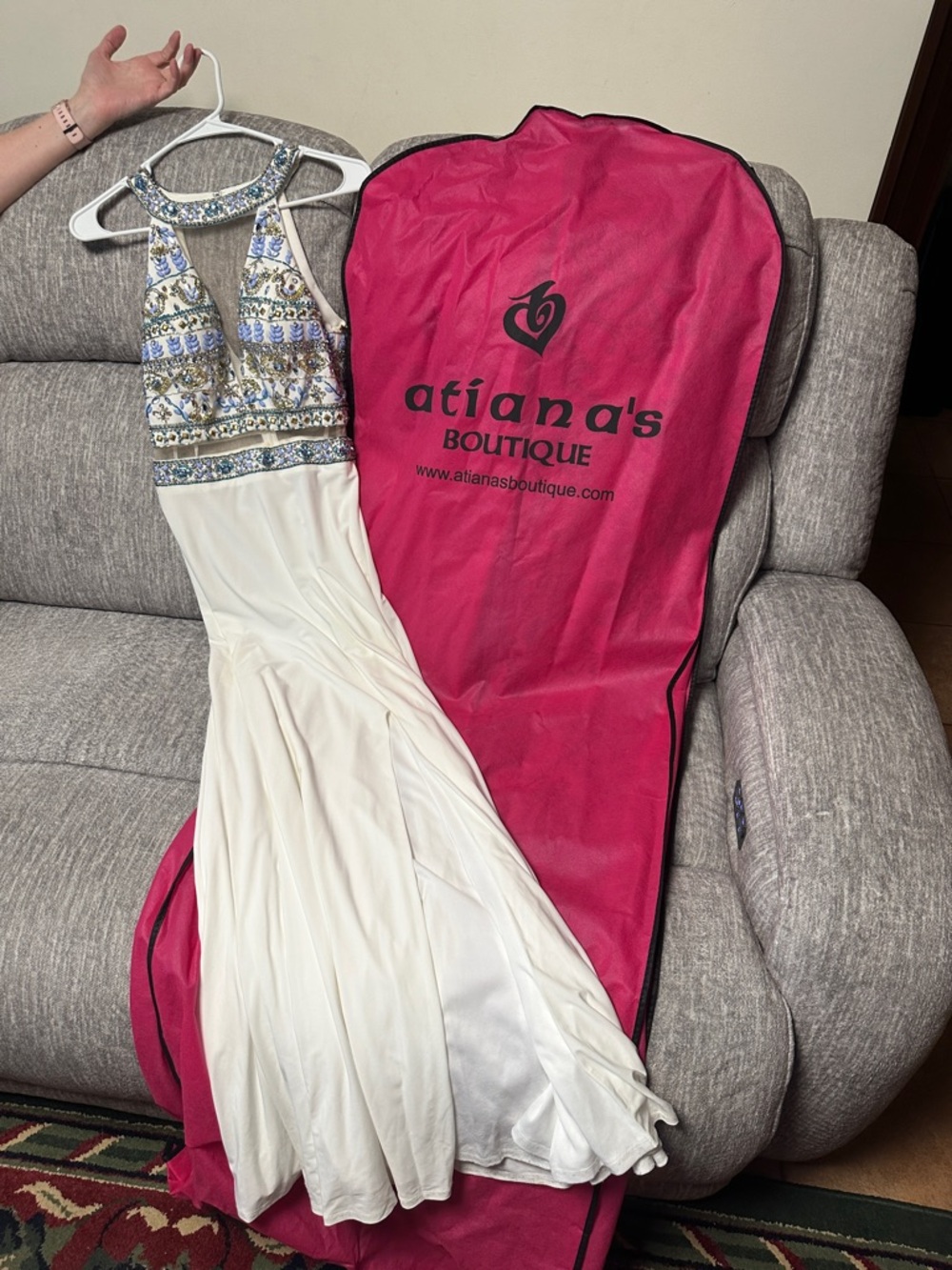 White Beaded Prom Dress